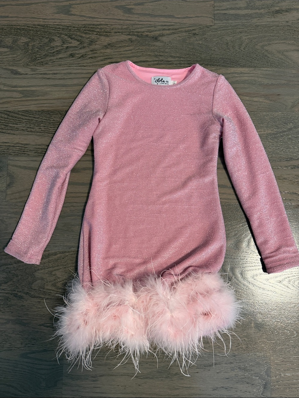 Lola and the Boys pink shimmer dress